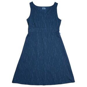 Eddie Bauer Aster Crossover Dress In Charcoal Gray With Lilac Dot Print Sz Large